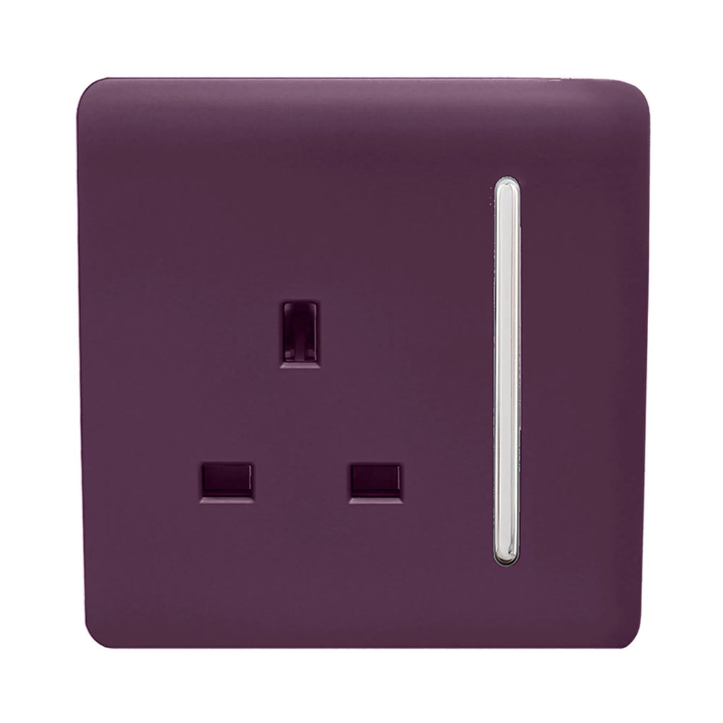 Trendiswitch - Trendi, Artistic Modern 1 Gang 13 Amp Long Switched Single Socket , BRITISH MADE, (25mm Back Box Required) - Luminosity Designs Ltd
