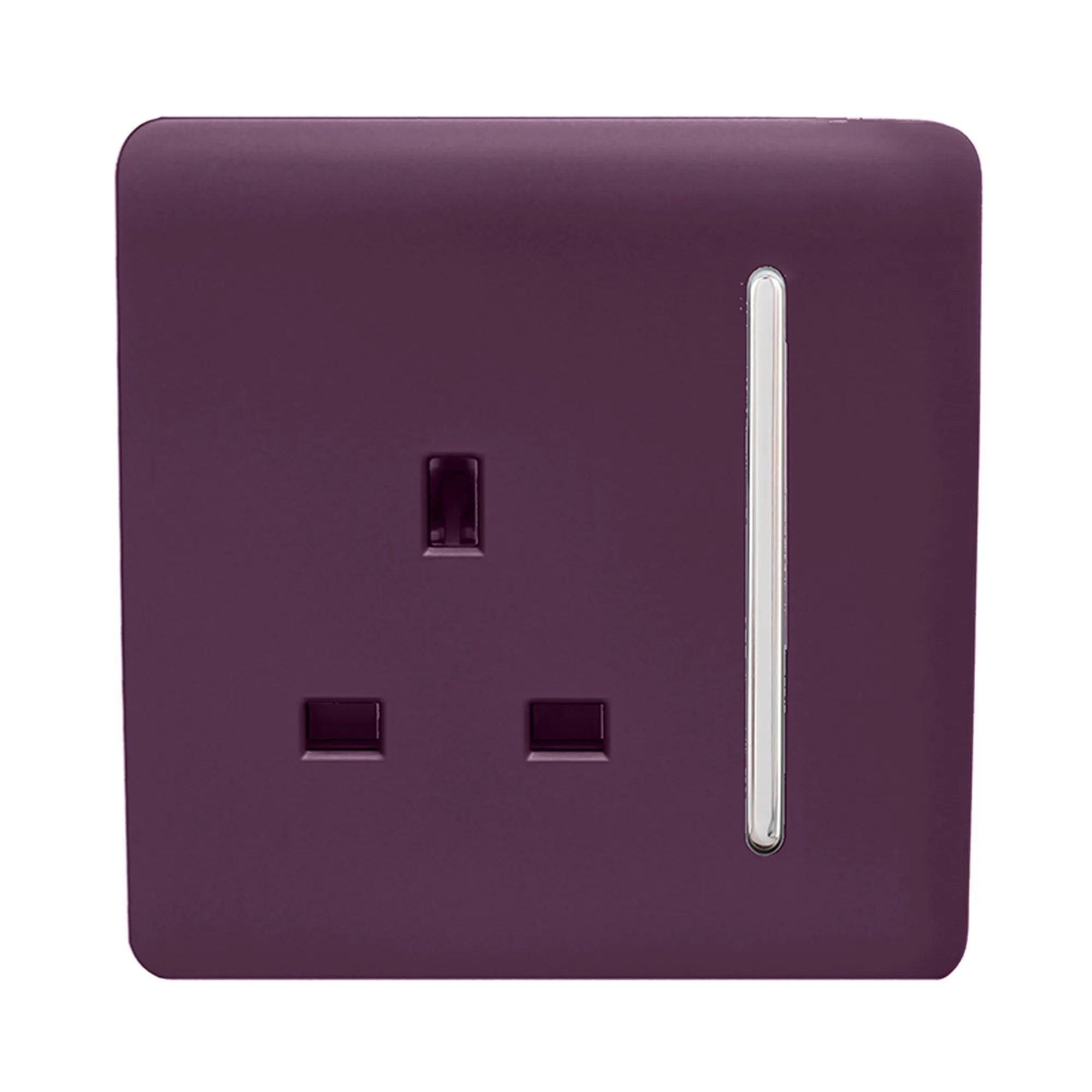 Trendiswitch - Trendi, Artistic Modern 1 Gang 13 Amp Long Switched Single Socket , BRITISH MADE, (25mm Back Box Required) - Luminosity Designs Ltd