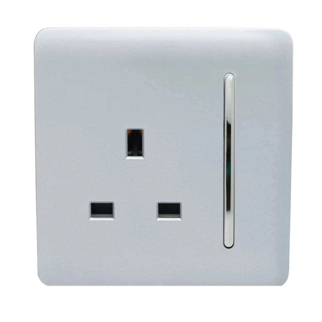 Trendiswitch - Trendi, Artistic Modern 1 Gang 13 Amp Long Switched Single Socket , BRITISH MADE, (25mm Back Box Required) - Luminosity Designs Ltd