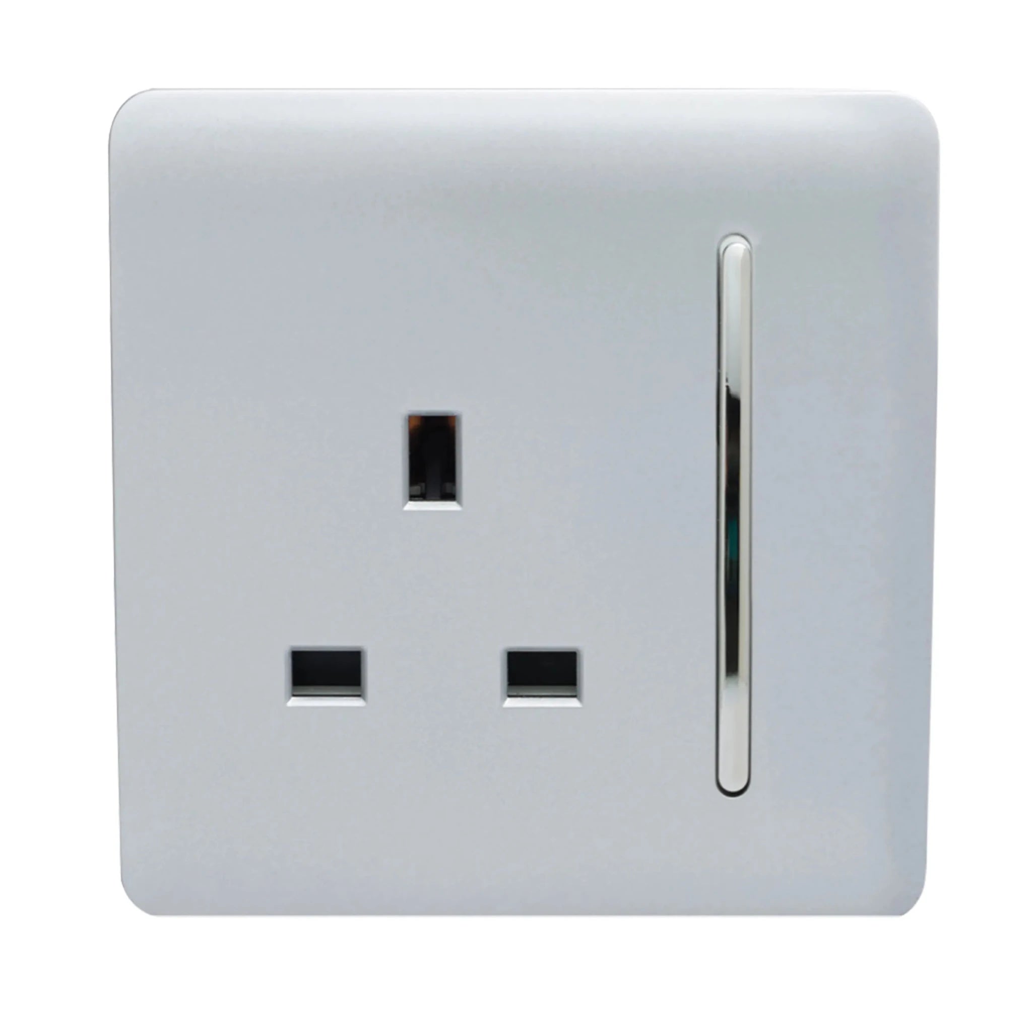 Trendiswitch - Trendi, Artistic Modern 1 Gang 13 Amp Long Switched Single Socket , BRITISH MADE, (25mm Back Box Required) - Luminosity Designs Ltd