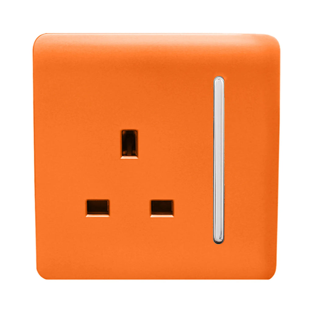 Trendiswitch - Trendi, Artistic Modern 1 Gang 13 Amp Long Switched Single Socket , BRITISH MADE, (25mm Back Box Required) - Luminosity Designs Ltd