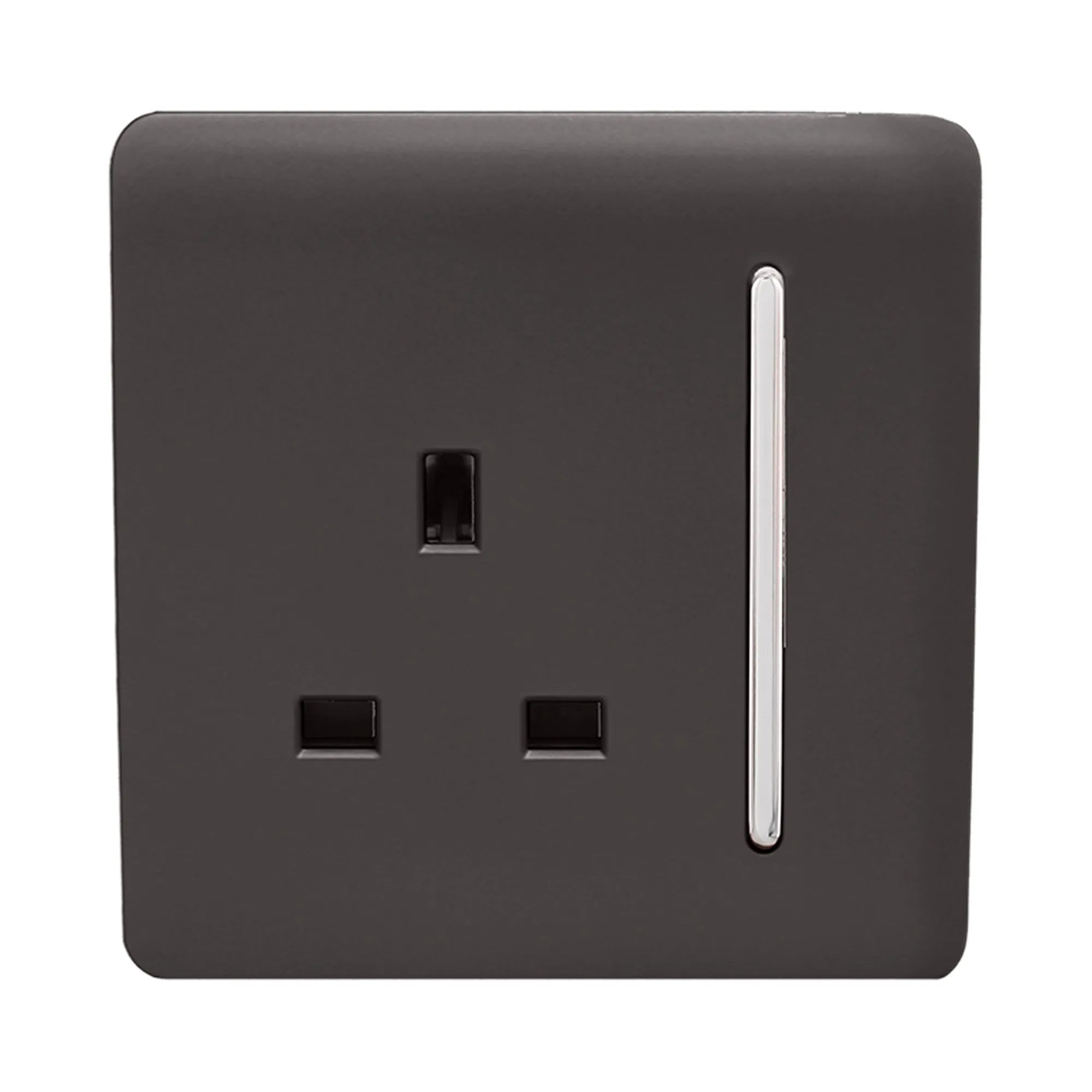Trendiswitch - Trendi, Artistic Modern 1 Gang 13 Amp Long Switched Single Socket , BRITISH MADE, (25mm Back Box Required) - Luminosity Designs Ltd