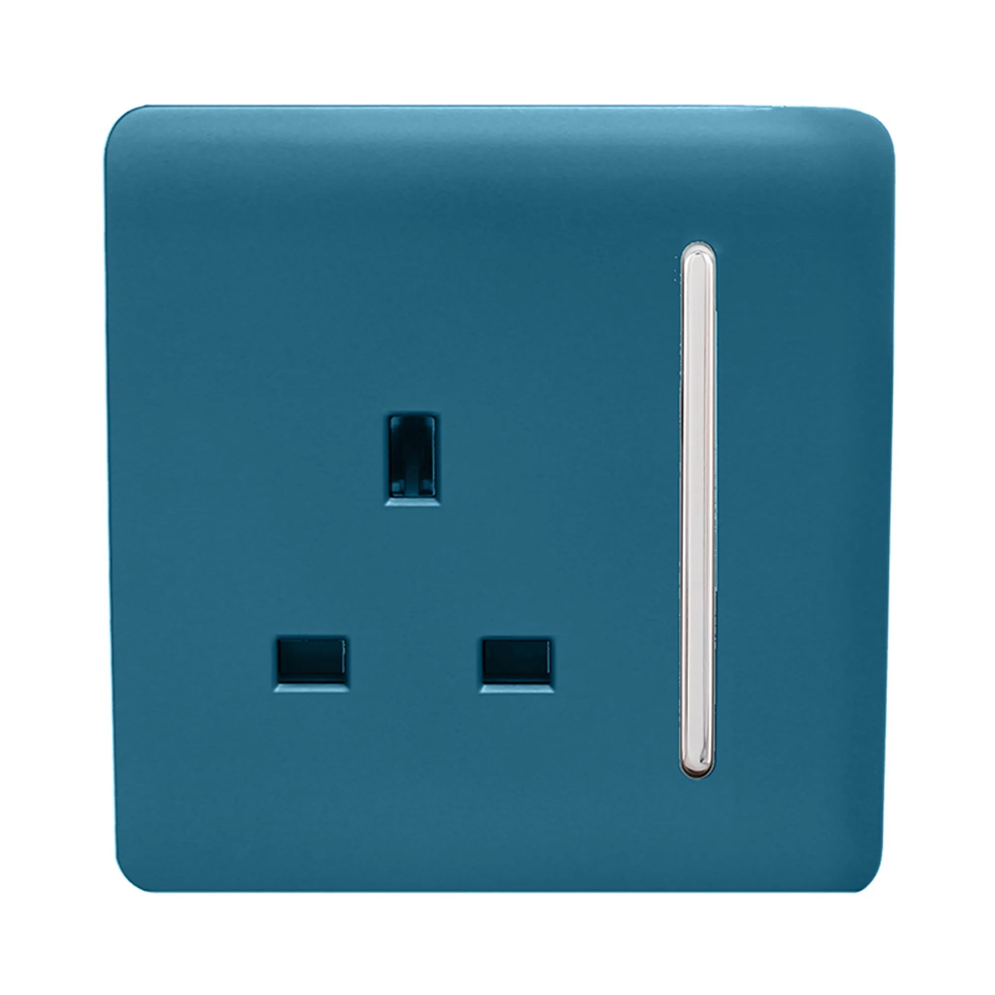 Trendiswitch - Trendi, Artistic Modern 1 Gang 13 Amp Long Switched Single Socket , BRITISH MADE, (25mm Back Box Required) - Luminosity Designs Ltd
