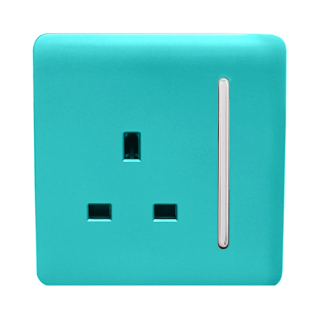 Trendiswitch - Trendi, Artistic Modern 1 Gang 13 Amp Long Switched Single Socket , BRITISH MADE, (25mm Back Box Required) - Luminosity Designs Ltd