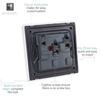 Trendiswitch - Trendi, Artistic Modern 1 Gang 13 Amp Long Switched Single Socket , BRITISH MADE, (25mm Back Box Required) - Luminosity Designs Ltd