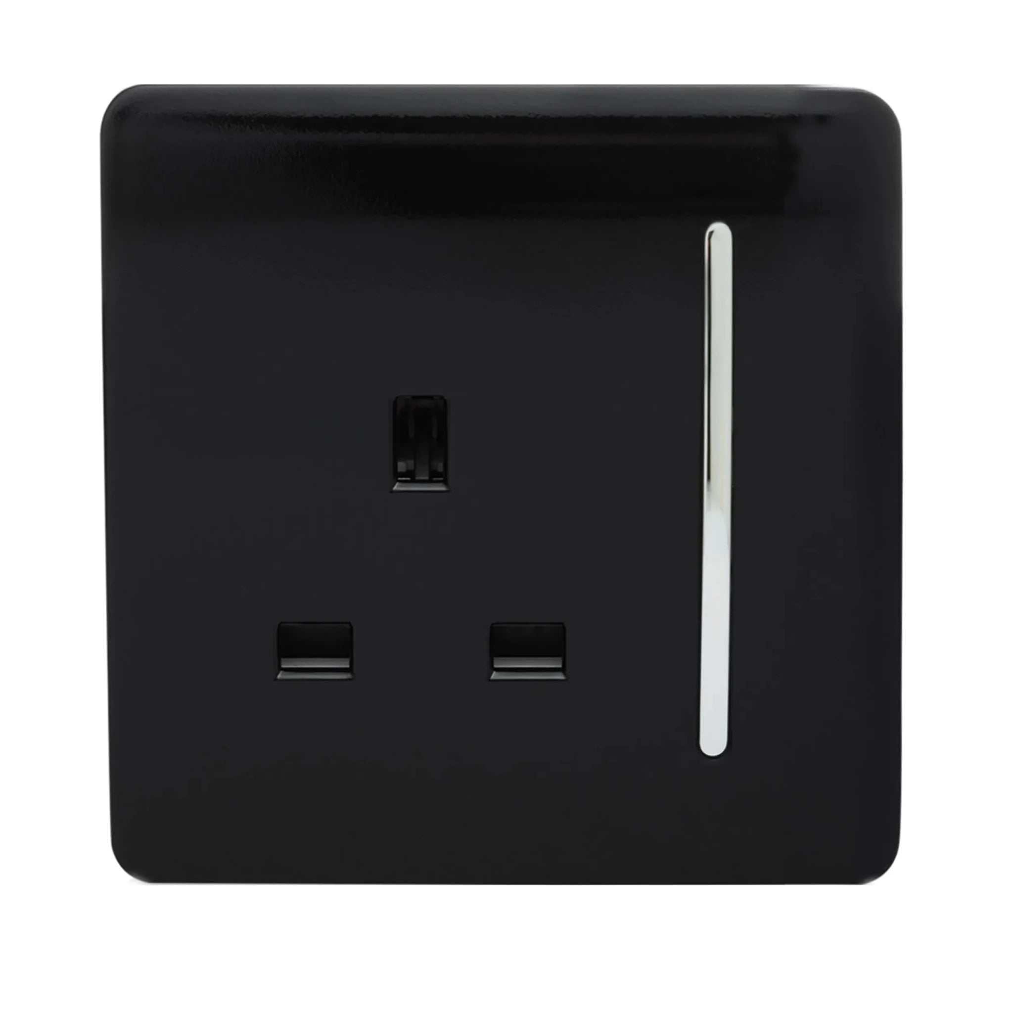 Trendiswitch - Trendi, Artistic Modern 1 Gang 13 Amp Long Switched Single Socket , BRITISH MADE, (25mm Back Box Required) - Luminosity Designs Ltd