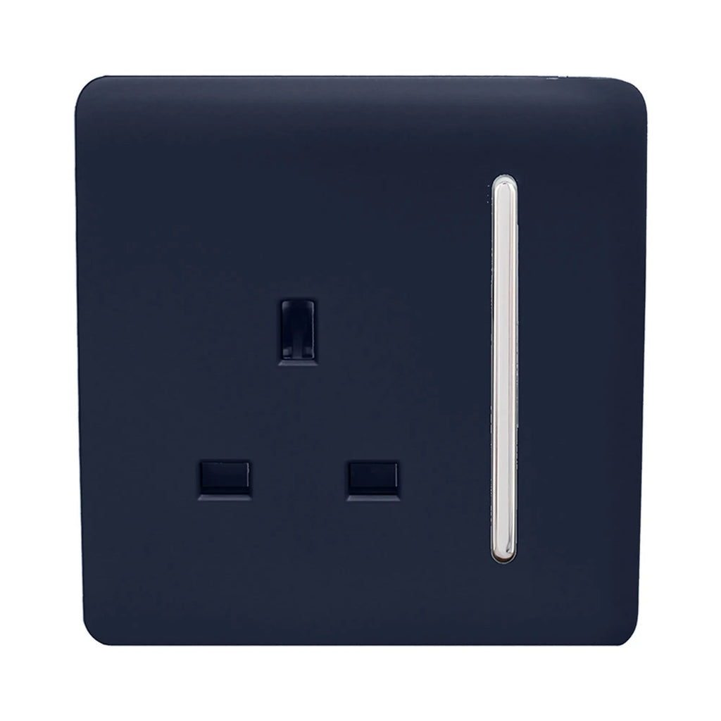 Trendiswitch - Trendi, Artistic Modern 1 Gang 13 Amp Long Switched Single Socket , BRITISH MADE, (25mm Back Box Required) - Luminosity Designs Ltd