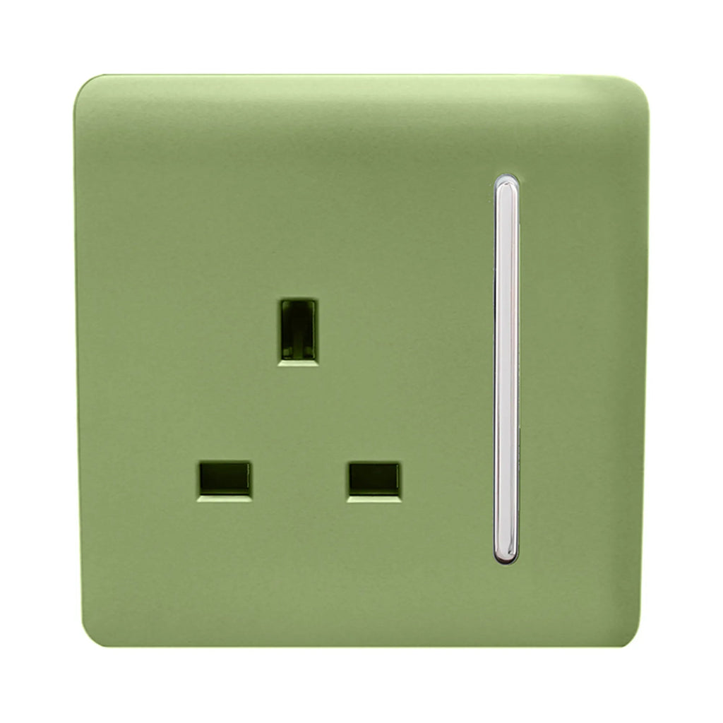 Trendiswitch - Trendi, Artistic Modern 1 Gang 13 Amp Long Switched Single Socket , BRITISH MADE, (25mm Back Box Required) - Luminosity Designs Ltd
