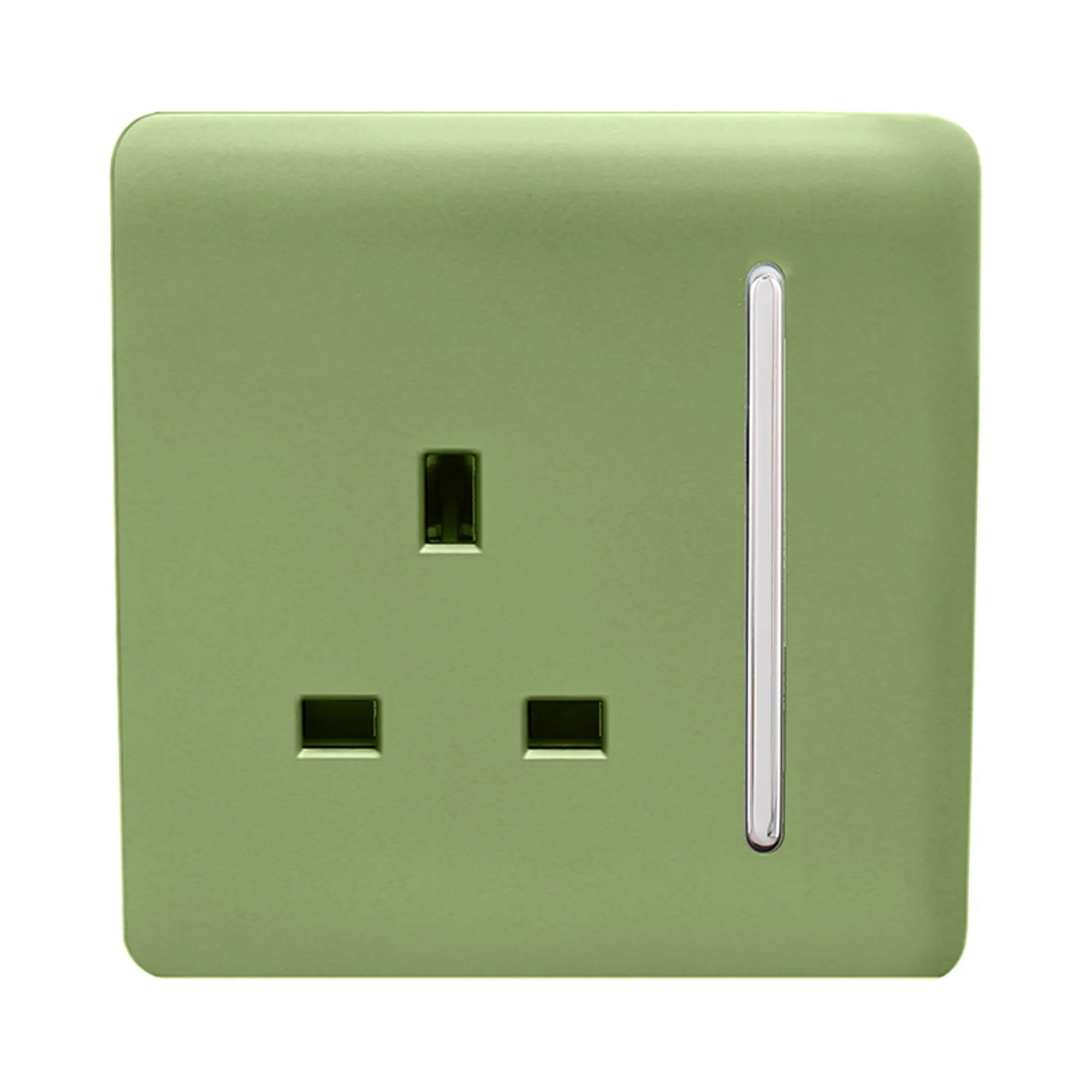 Trendiswitch - Trendi, Artistic Modern 1 Gang 13 Amp Long Switched Single Socket , BRITISH MADE, (25mm Back Box Required) - Luminosity Designs Ltd