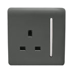 Trendiswitch - Trendi, Artistic Modern 1 Gang 13 Amp Long Switched Single Socket , BRITISH MADE, (25mm Back Box Required) - Luminosity Designs Ltd