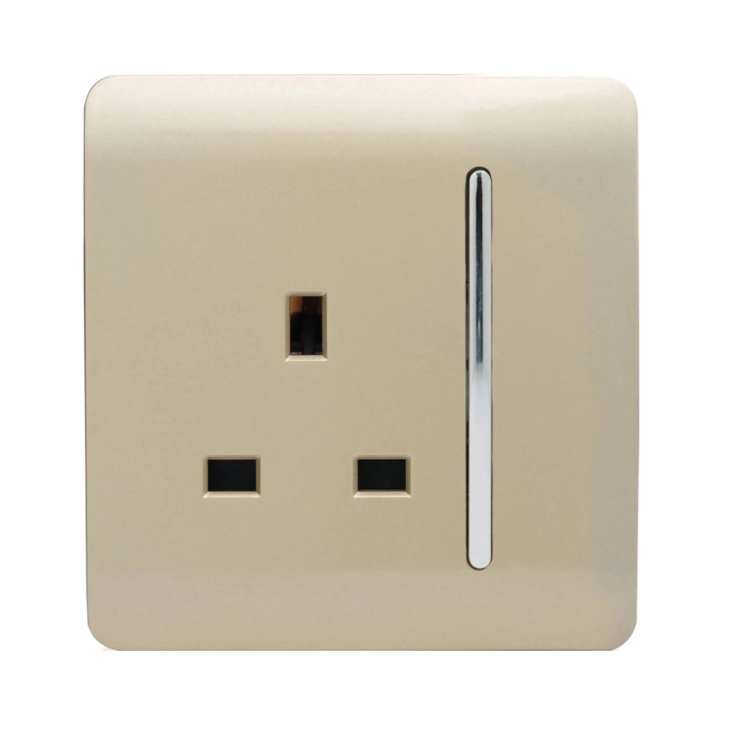 Trendiswitch - Trendi, Artistic Modern 1 Gang 13 Amp Long Switched Single Socket , BRITISH MADE, (25mm Back Box Required) - Luminosity Designs Ltd