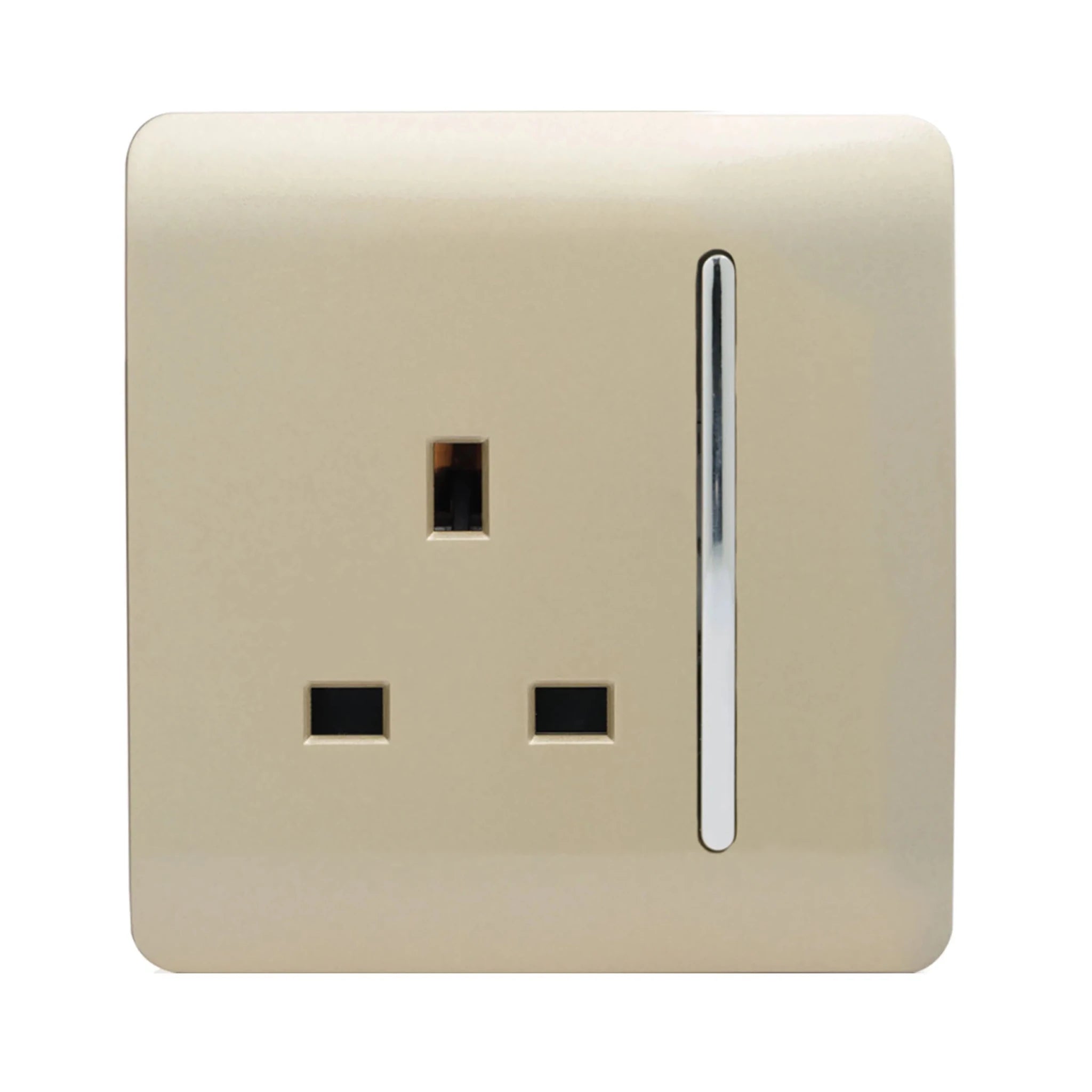 Trendiswitch - Trendi, Artistic Modern 1 Gang 13 Amp Long Switched Single Socket , BRITISH MADE, (25mm Back Box Required) - Luminosity Designs Ltd