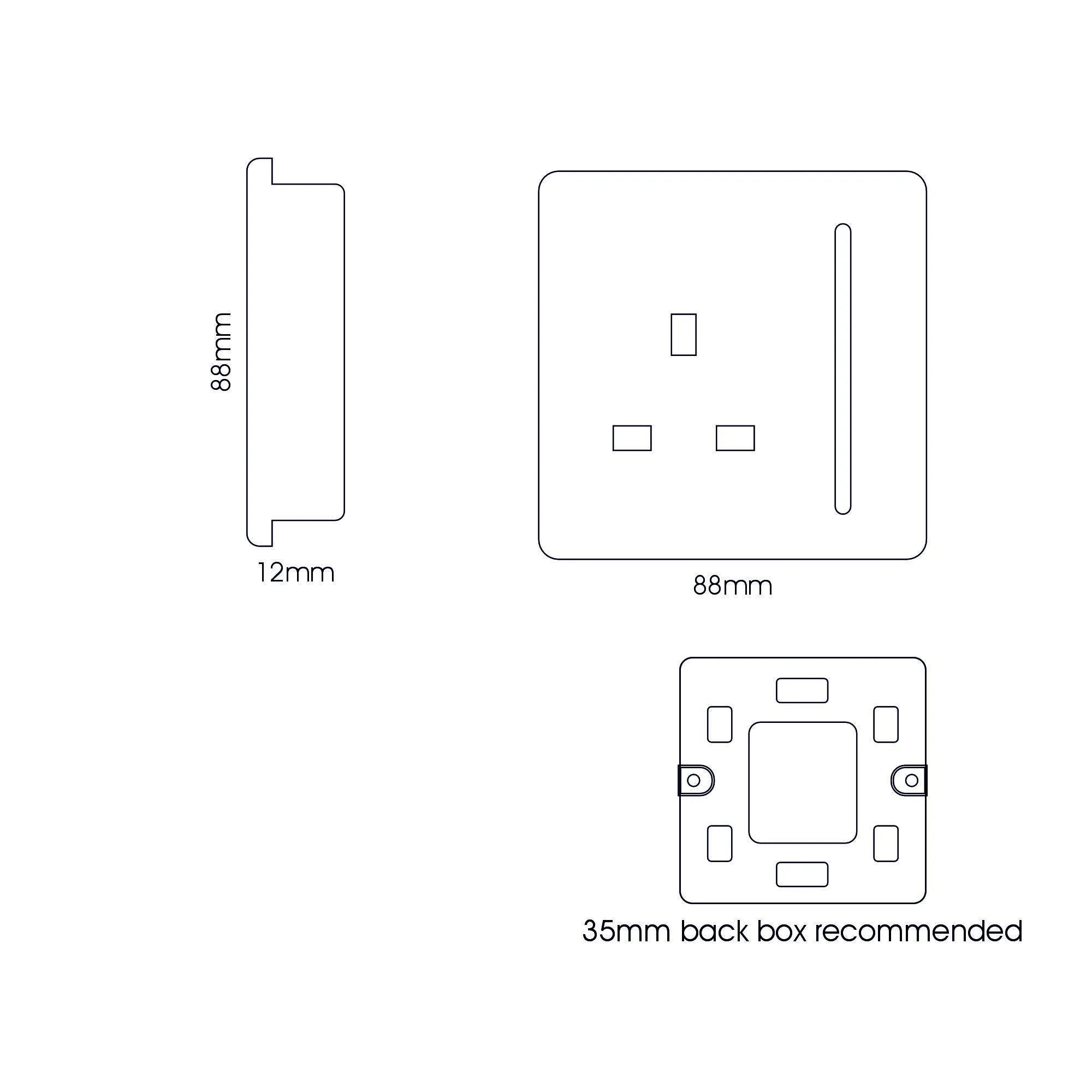 Trendiswitch - Trendi, Artistic Modern 1 Gang 13 Amp Long Switched Single Socket , BRITISH MADE, (25mm Back Box Required) - Luminosity Designs Ltd