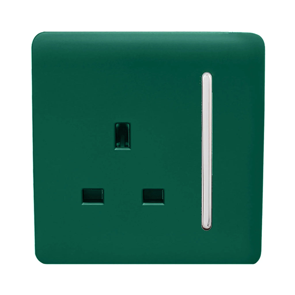 Trendiswitch - Trendi, Artistic Modern 1 Gang 13 Amp Long Switched Single Socket , BRITISH MADE, (25mm Back Box Required) - Luminosity Designs Ltd