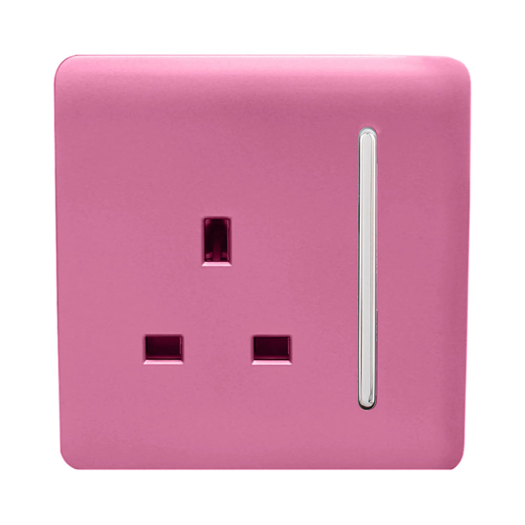 Trendiswitch - Trendi, Artistic Modern 1 Gang 13 Amp Long Switched Single Socket , BRITISH MADE, (25mm Back Box Required) - Luminosity Designs Ltd