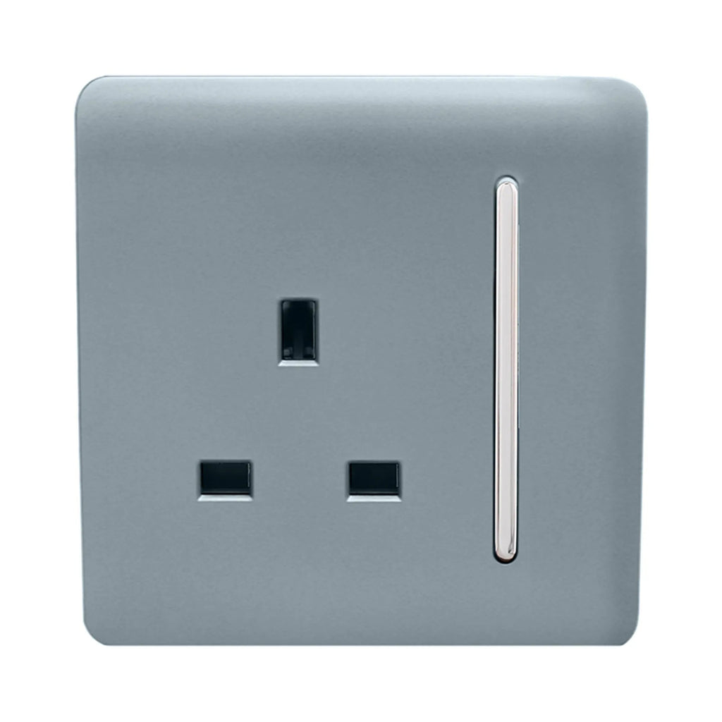 Trendiswitch - Trendi, Artistic Modern 1 Gang 13 Amp Long Switched Single Socket , BRITISH MADE, (25mm Back Box Required) - Luminosity Designs Ltd