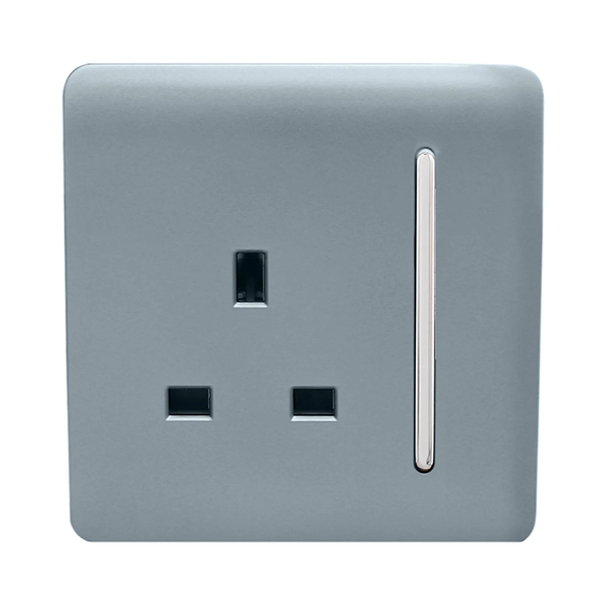 Trendiswitch - Trendi, Artistic Modern 1 Gang 13 Amp Long Switched Single Socket , BRITISH MADE, (25mm Back Box Required) - Luminosity Designs Ltd