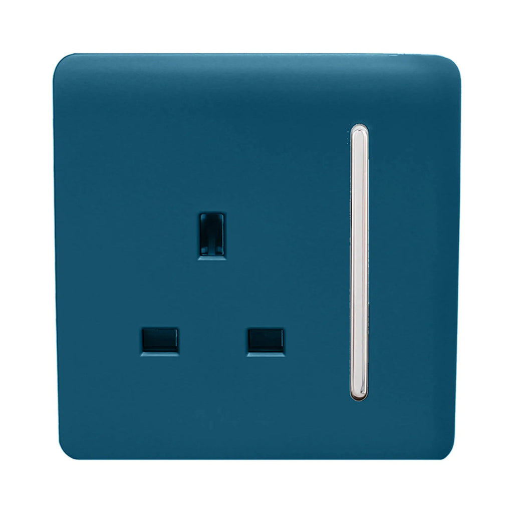 Trendiswitch - Trendi, Artistic Modern 1 Gang 13 Amp Long Switched Single Socket , BRITISH MADE, (25mm Back Box Required) - Luminosity Designs Ltd