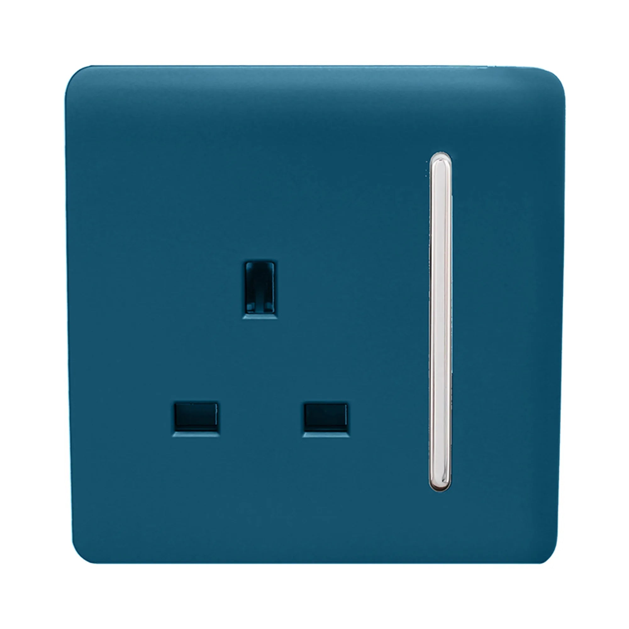 Trendiswitch - Trendi, Artistic Modern 1 Gang 13 Amp Long Switched Single Socket , BRITISH MADE, (25mm Back Box Required) - Luminosity Designs Ltd