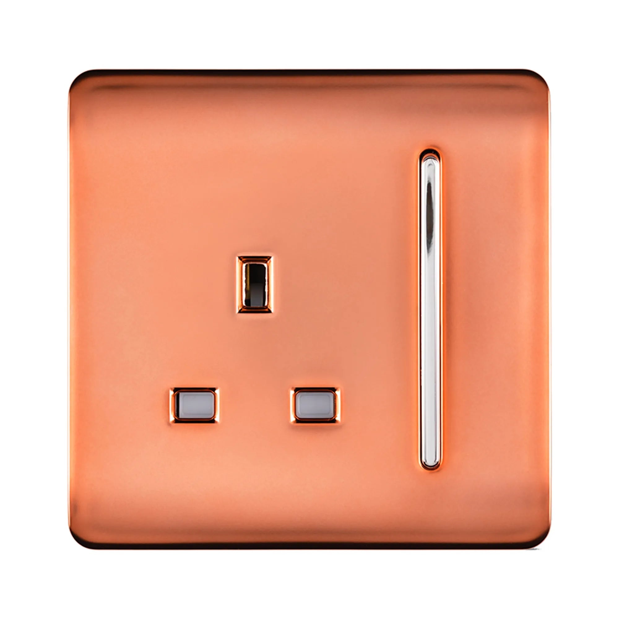 Trendiswitch - Trendi, Artistic Modern 1 Gang 13 Amp Long Switched Single Socket , BRITISH MADE, (25mm Back Box Required) - Luminosity Designs Ltd