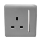 Trendiswitch - Trendi, Artistic Modern 1 Gang 13 Amp Long Switched Single Socket , BRITISH MADE, (25mm Back Box Required) - Luminosity Designs Ltd