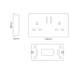 Trendiswitch - Trendi, Artistic Modern 2 Gang 13Amp Short Switched Double Socket Gloss Black Finish, BRITISH MADE, (25mm Back Box Required - Luminosity Designs Ltd