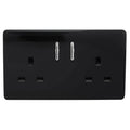 Trendiswitch - Trendi, Artistic Modern 2 Gang 13Amp Short Switched Double Socket Gloss Black Finish, BRITISH MADE, (25mm Back Box Required - Luminosity Designs Ltd