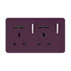 Trendiswitch - Trendi, Artistic Modern 2 Gang 13Amp Switched Double Socket With 4X 2.1Mah USB , BRITISH MADE, (45mm Back Box Required, ART - SKT213USB) - Luminosity Designs Ltd