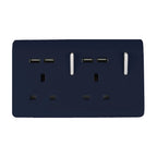 Trendiswitch - Trendi, Artistic Modern 2 Gang 13Amp Switched Double Socket With 4X 2.1Mah USB , BRITISH MADE, (45mm Back Box Required, ART - SKT213USB) - Luminosity Designs Ltd