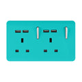 Trendiswitch - Trendi, Artistic Modern 2 Gang 13Amp Switched Double Socket With 4X 2.1Mah USB , BRITISH MADE, (45mm Back Box Required, ART - SKT213USB) - Luminosity Designs Ltd