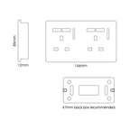 Trendiswitch - Trendi, Artistic Modern 2 Gang 13Amp Switched Double Socket With 4X 2.1Mah USB , BRITISH MADE, (45mm Back Box Required, ART - SKT213USB) - Luminosity Designs Ltd