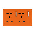 Trendiswitch - Trendi, Artistic Modern 2 Gang 13Amp Switched Double Socket With 4X 2.1Mah USB , BRITISH MADE, (45mm Back Box Required, ART - SKT213USB) - Luminosity Designs Ltd