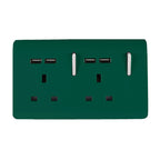 Trendiswitch - Trendi, Artistic Modern 2 Gang 13Amp Switched Double Socket With 4X 2.1Mah USB , BRITISH MADE, (45mm Back Box Required, ART - SKT213USB) - Luminosity Designs Ltd