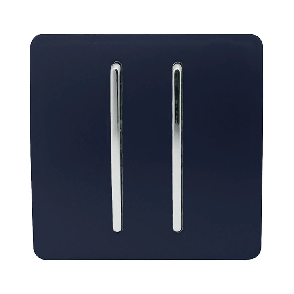Trendiswitch - Trendi, Artistic Modern 2 Gang (1x2 Way, 1xIntermediate) 10 Amp Rocker, BRITISH MADE, (25mm Back Box Required) - Luminosity Designs Ltd