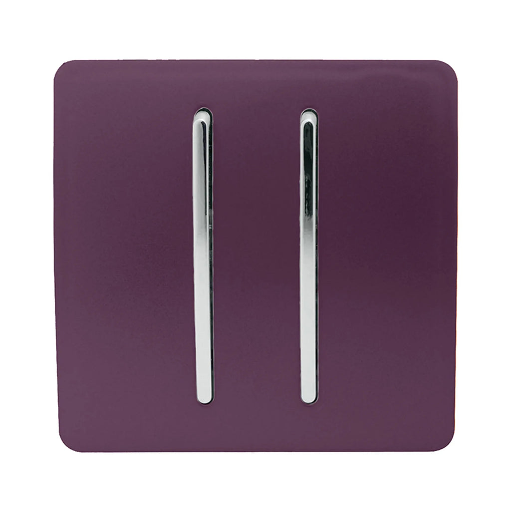 Trendiswitch - Trendi, Artistic Modern 2 Gang (1x2 Way, 1xIntermediate) 10 Amp Rocker, BRITISH MADE, (25mm Back Box Required) - Luminosity Designs Ltd