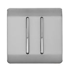 Trendiswitch - Trendi, Artistic Modern 2 Gang (1x2 Way, 1xIntermediate) 10 Amp Rocker, BRITISH MADE, (25mm Back Box Required) - Luminosity Designs Ltd