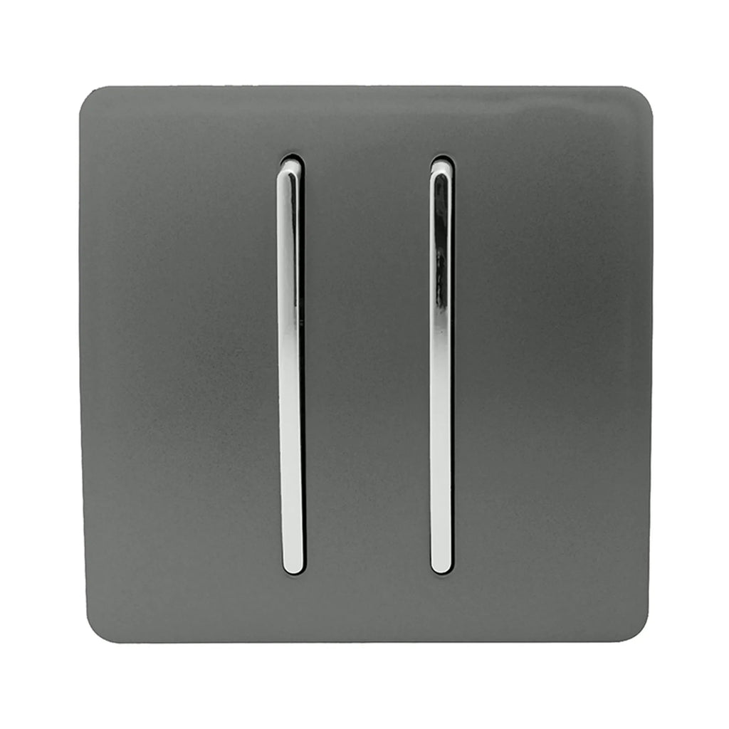Trendiswitch - Trendi, Artistic Modern 2 Gang (1x2 Way, 1xIntermediate) 10 Amp Rocker, BRITISH MADE, (25mm Back Box Required) - Luminosity Designs Ltd