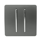 Trendiswitch - Trendi, Artistic Modern 2 Gang (1x2 Way, 1xIntermediate) 10 Amp Rocker, BRITISH MADE, (25mm Back Box Required) - Luminosity Designs Ltd