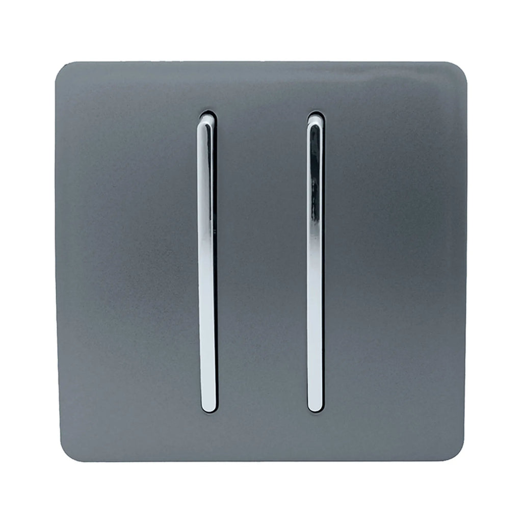 Trendiswitch - Trendi, Artistic Modern 2 Gang (1x2 Way, 1xIntermediate) 10 Amp Rocker, BRITISH MADE, (25mm Back Box Required) - Luminosity Designs Ltd