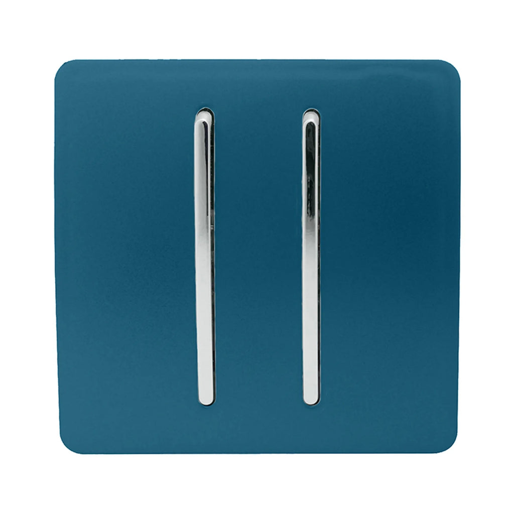Trendiswitch - Trendi, Artistic Modern 2 Gang (1x2 Way, 1xIntermediate) 10 Amp Rocker, BRITISH MADE, (25mm Back Box Required) - Luminosity Designs Ltd