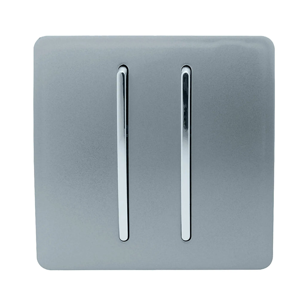 Trendiswitch - Trendi, Artistic Modern 2 Gang (1x2 Way, 1xIntermediate) 10 Amp Rocker, BRITISH MADE, (25mm Back Box Required) - Luminosity Designs Ltd