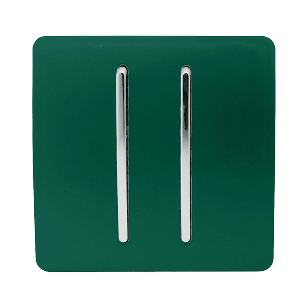 Trendiswitch - Trendi, Artistic Modern 2 Gang (1x2 Way, 1xIntermediate) 10 Amp Rocker, BRITISH MADE, (25mm Back Box Required) - Luminosity Designs Ltd