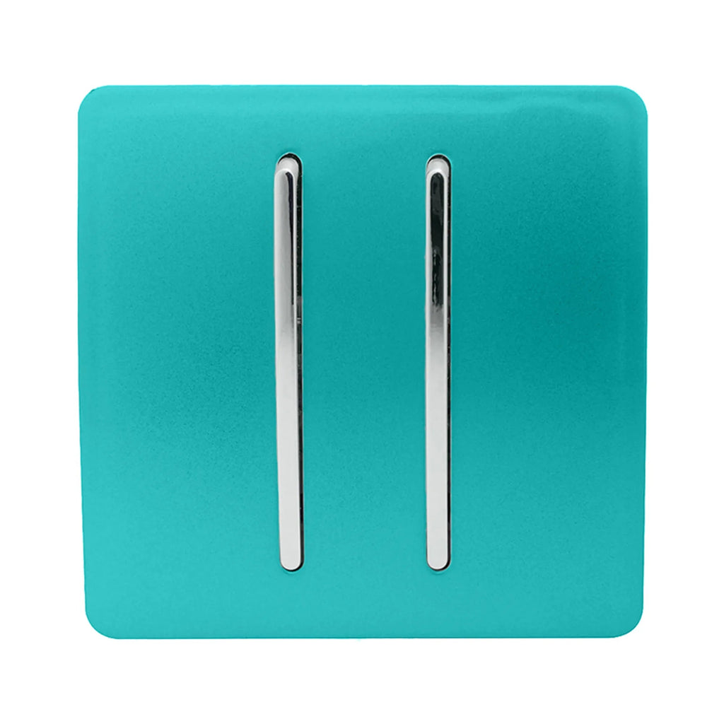 Trendiswitch - Trendi, Artistic Modern 2 Gang (1x2 Way, 1xIntermediate) 10 Amp Rocker, BRITISH MADE, (25mm Back Box Required) - Luminosity Designs Ltd