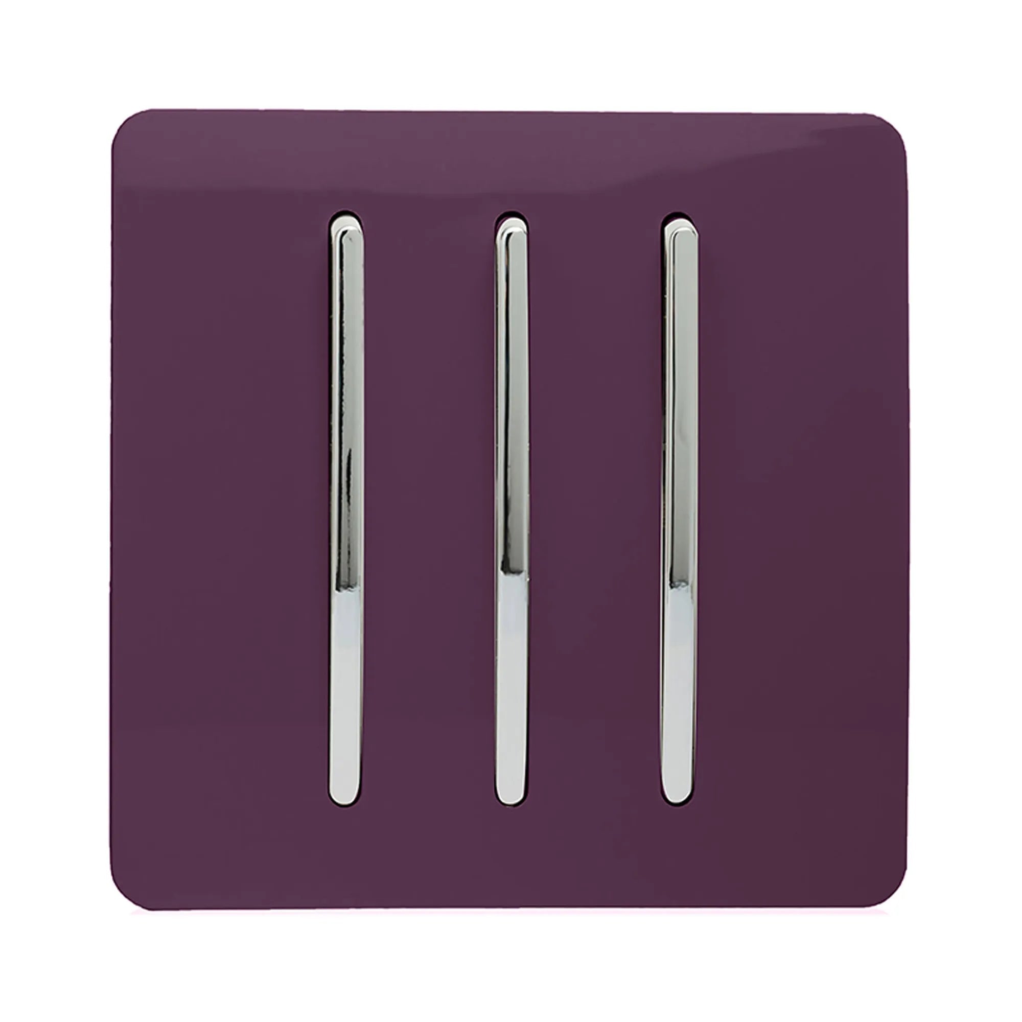 Trendiswitch - Trendi, Artistic Modern 3 Gang 2 Way 10 Amp Rocker Light Switch, BRITISH MADE, (25mm Back Box Required) - Luminosity Designs Ltd