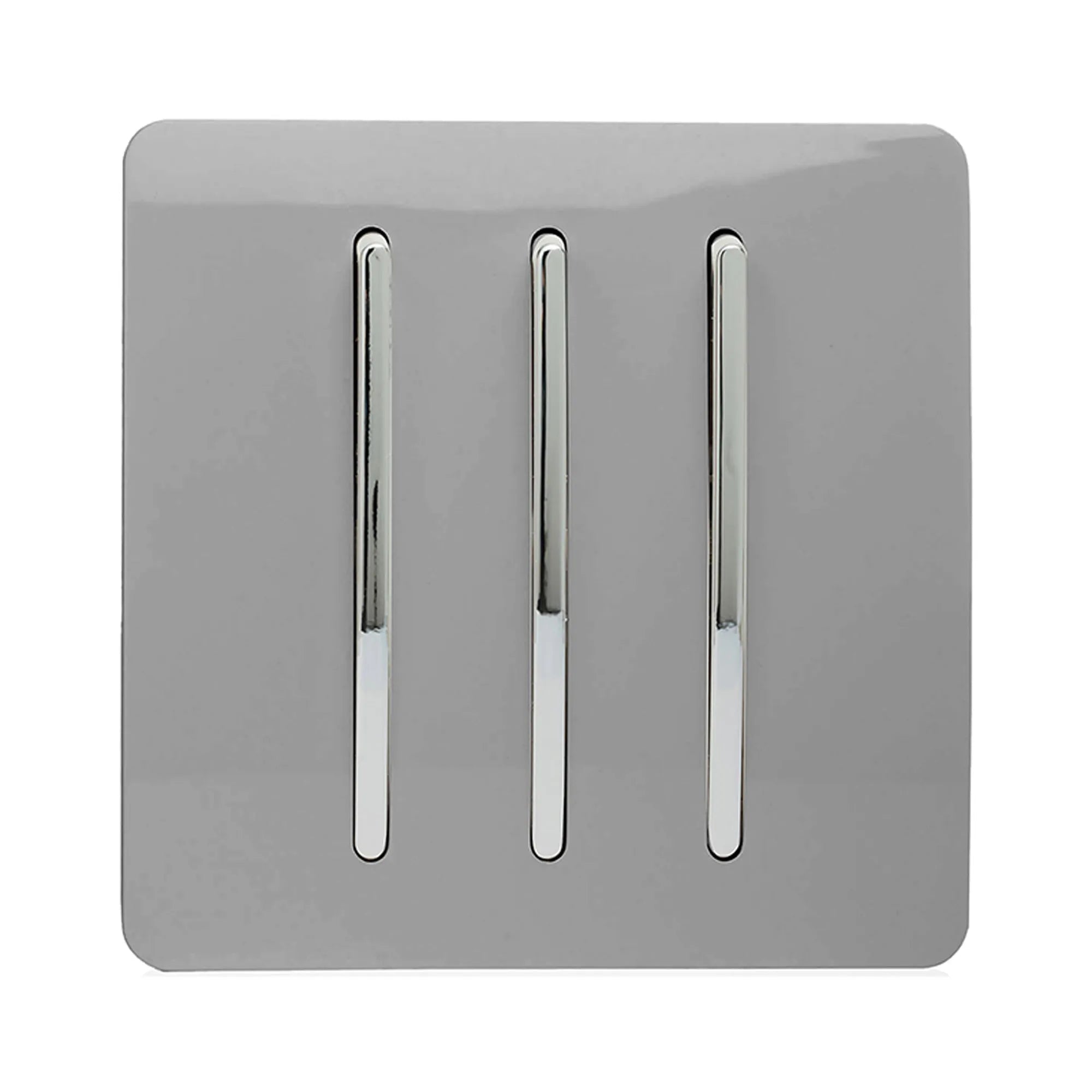 Trendiswitch - Trendi, Artistic Modern 3 Gang 2 Way 10 Amp Rocker Light Switch, BRITISH MADE, (25mm Back Box Required) - Luminosity Designs Ltd