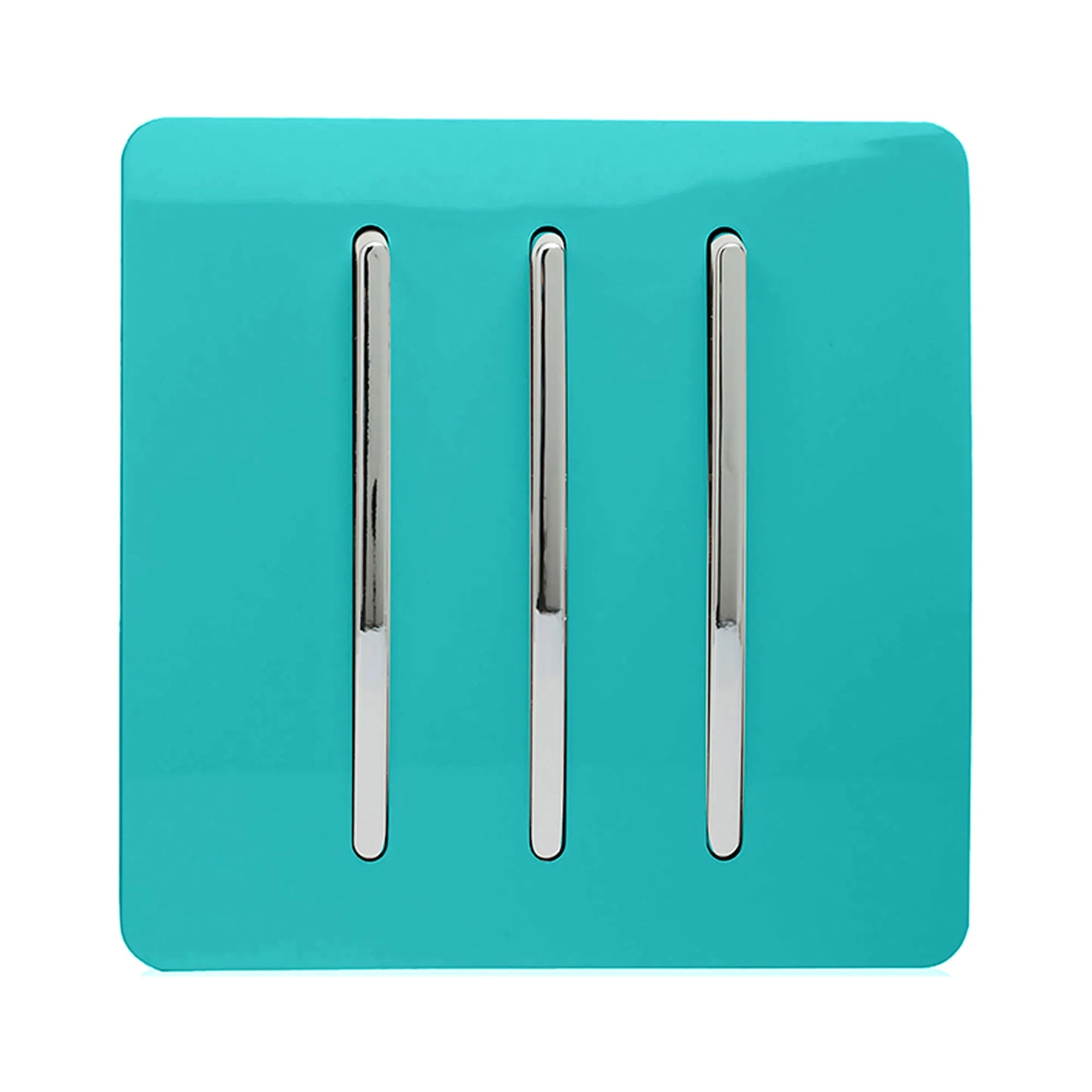 Trendiswitch - Trendi, Artistic Modern 3 Gang 2 Way 10 Amp Rocker Light Switch, BRITISH MADE, (25mm Back Box Required) - Luminosity Designs Ltd