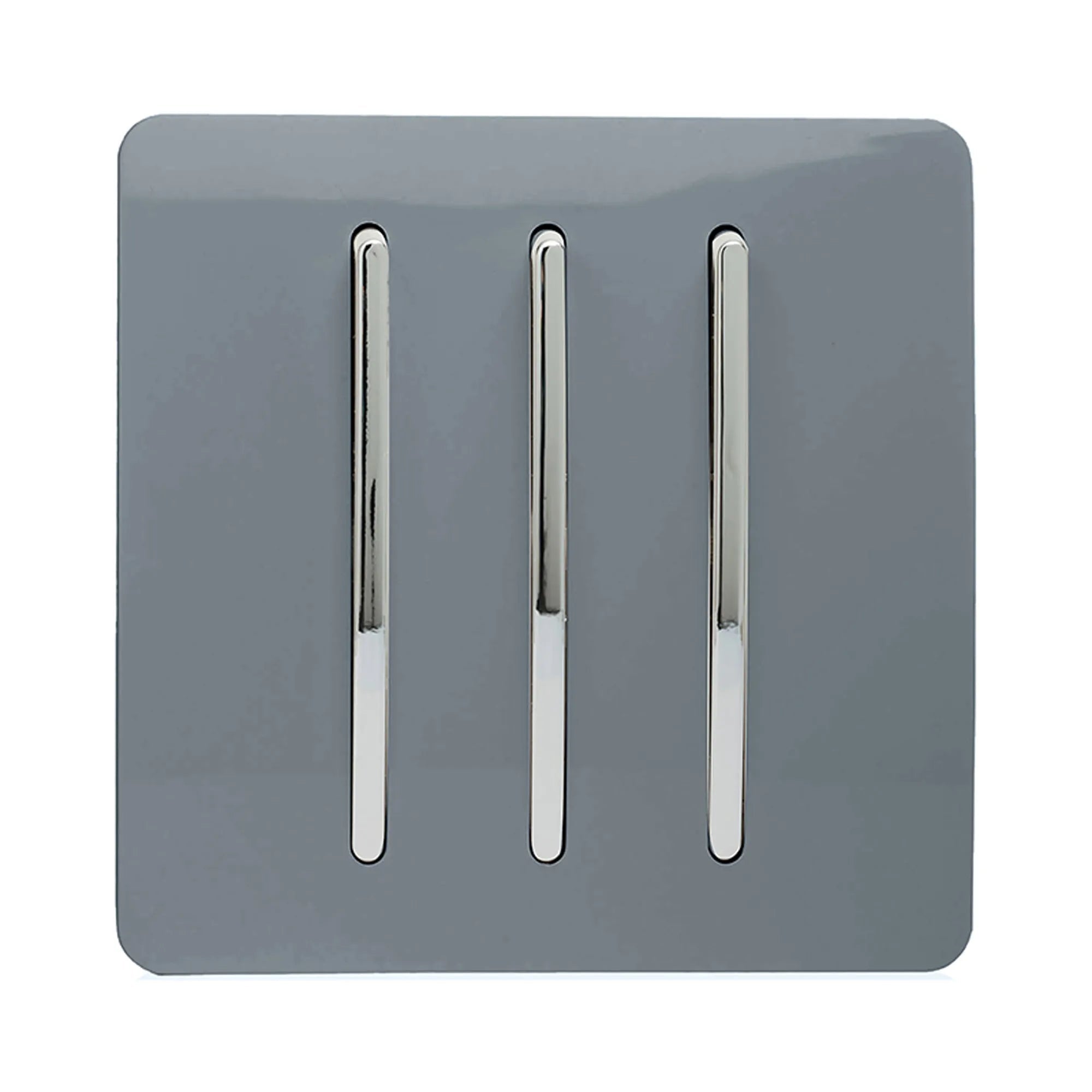 Trendiswitch - Trendi, Artistic Modern 3 Gang 2 Way 10 Amp Rocker Light Switch, BRITISH MADE, (25mm Back Box Required) - Luminosity Designs Ltd