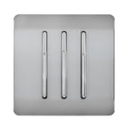 Trendiswitch - Trendi, Artistic Modern 3 Gang 2 Way 10 Amp Rocker Light Switch, BRITISH MADE, (25mm Back Box Required) - Luminosity Designs Ltd