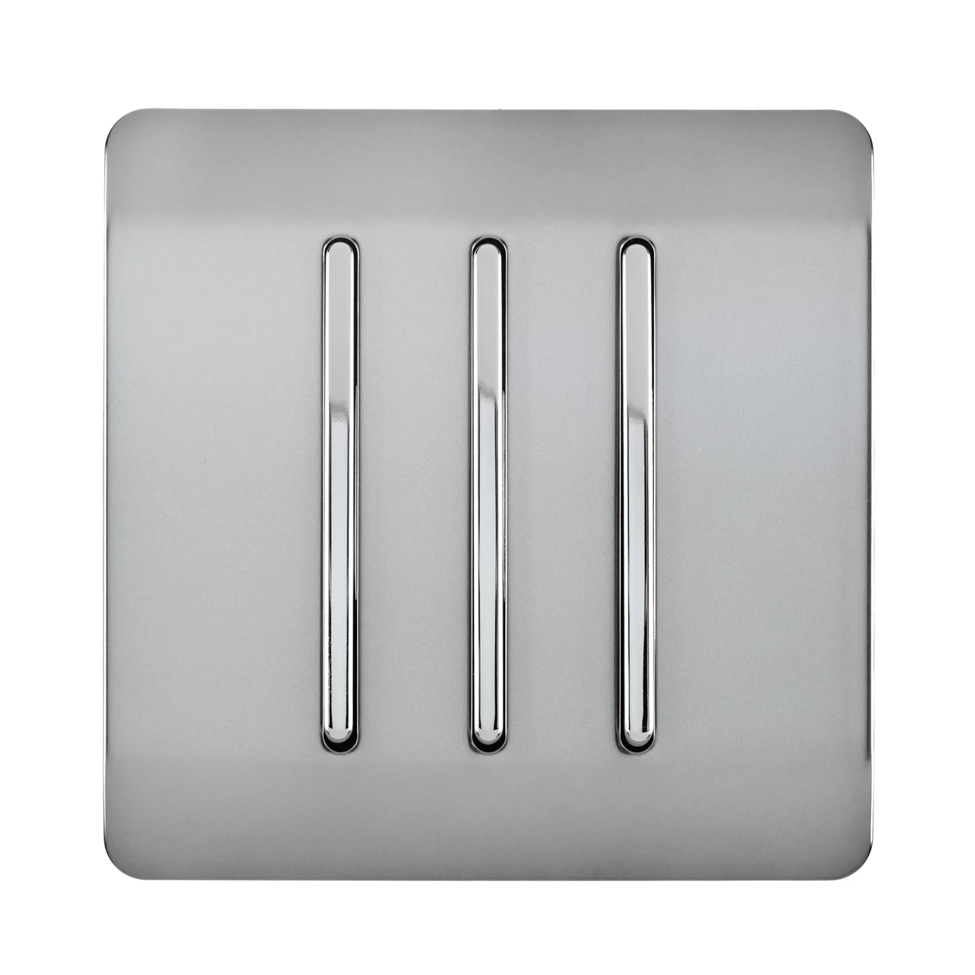 Trendiswitch - Trendi, Artistic Modern 3 Gang 2 Way 10 Amp Rocker Light Switch, BRITISH MADE, (25mm Back Box Required) - Luminosity Designs Ltd