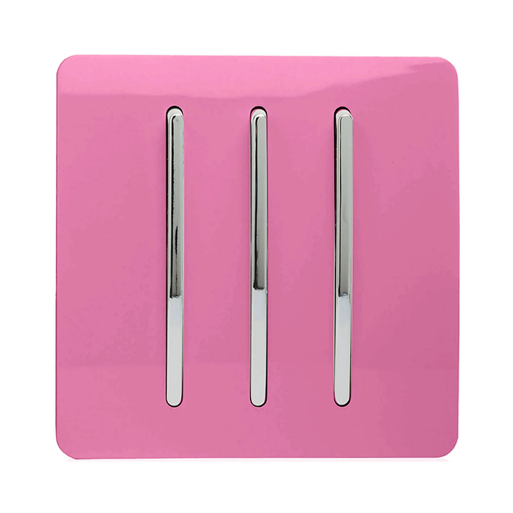 Trendiswitch - Trendi, Artistic Modern 3 Gang 2 Way 10 Amp Rocker Light Switch, BRITISH MADE, (25mm Back Box Required) - Luminosity Designs Ltd
